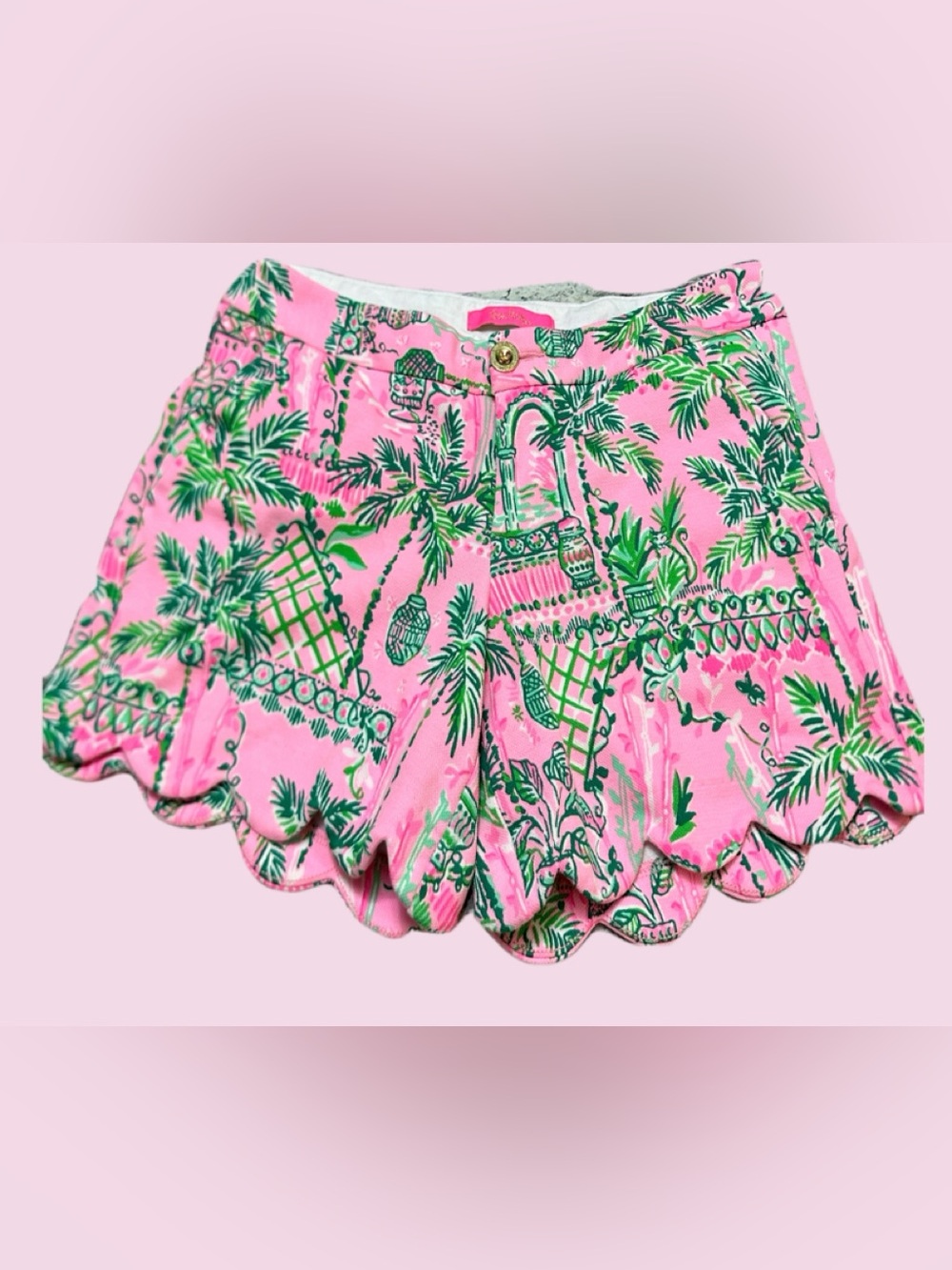 Lilly Pulitzer Pink & Green Scallop-Hem Shorts size 4